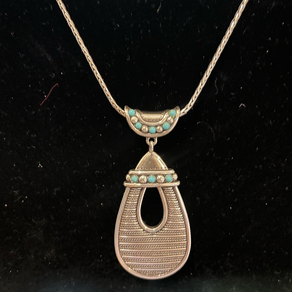 Brighton Silver Necklace with Turquoise Accents